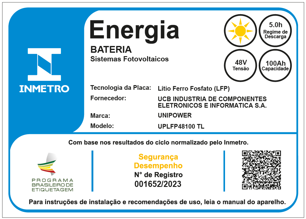 Bateria Estacionária de Lítio – LFP 48V 100AH TL